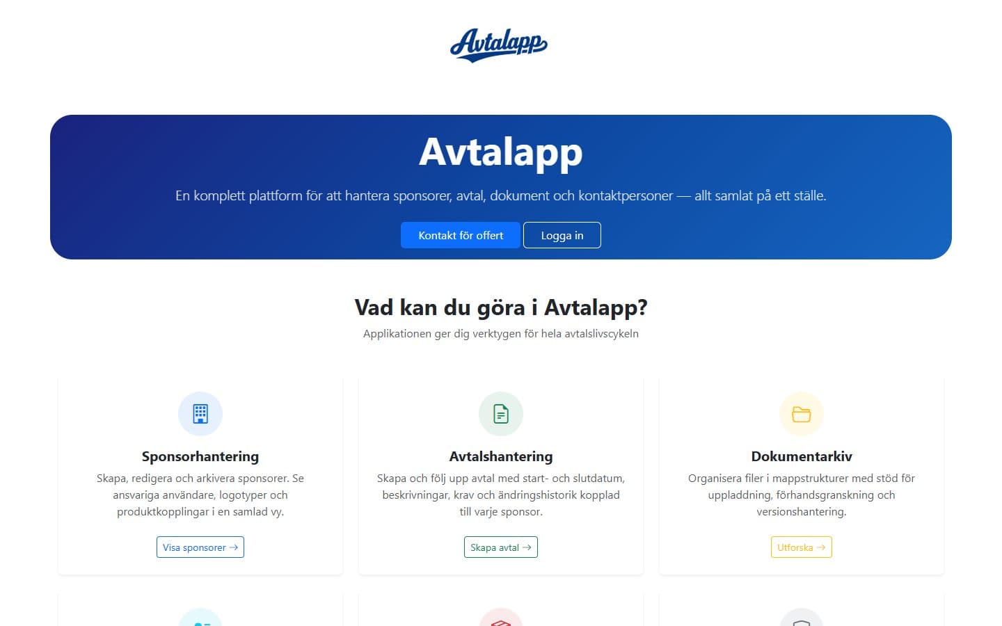 Sponsorer, avtal, dokument och kontaktpersoner - samlat på ett ställe.